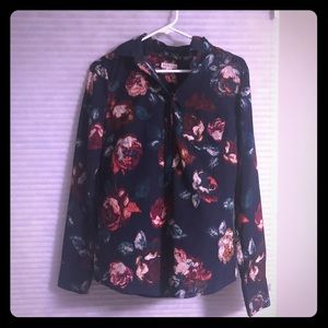 Merona flower long sleeve blouse